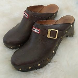 HUNTER 💯 Authentic leather CLOGS 10